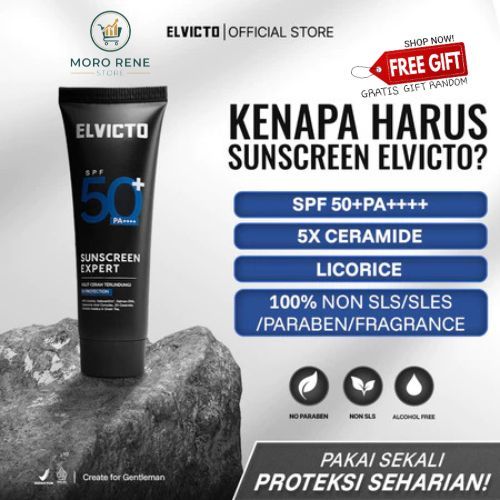ELVICTO SUNSCREEN EXPERT SPF 50+ PA++++ 30gr | Sunscreen Pria Hybrid Sunscreen SPF 50+ Sunscreen PA+