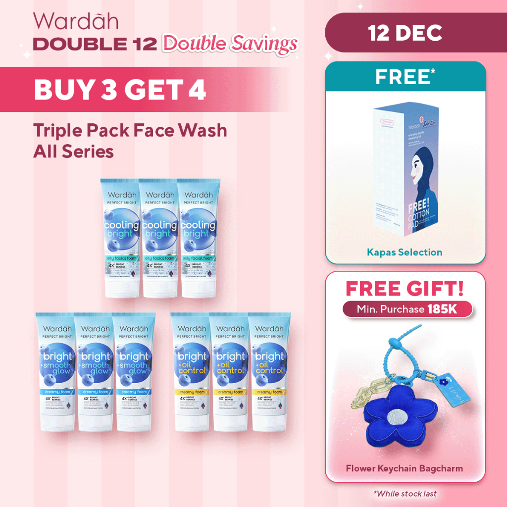 Wardah Face Wash All Series [TRIPLE PACK: LEBIH HEMAT]  - Perfect Bright Oil Control, Perfect Bright