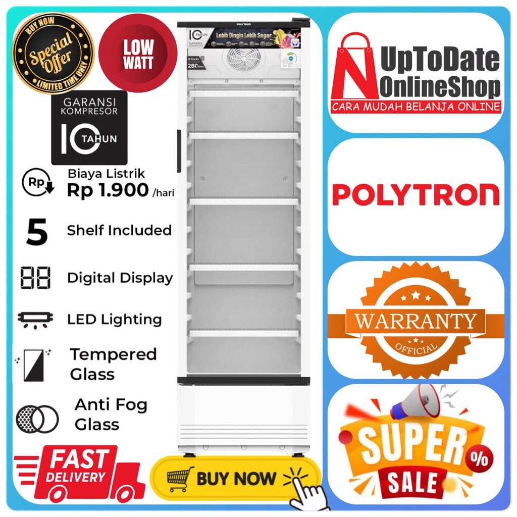 SHOWCASE POLYTRON SCN-280 SCN280 SCN 280 SUPER LOW WATT 280L ANTI FOGGING POLYTRON SHOWCASE CHILLER 