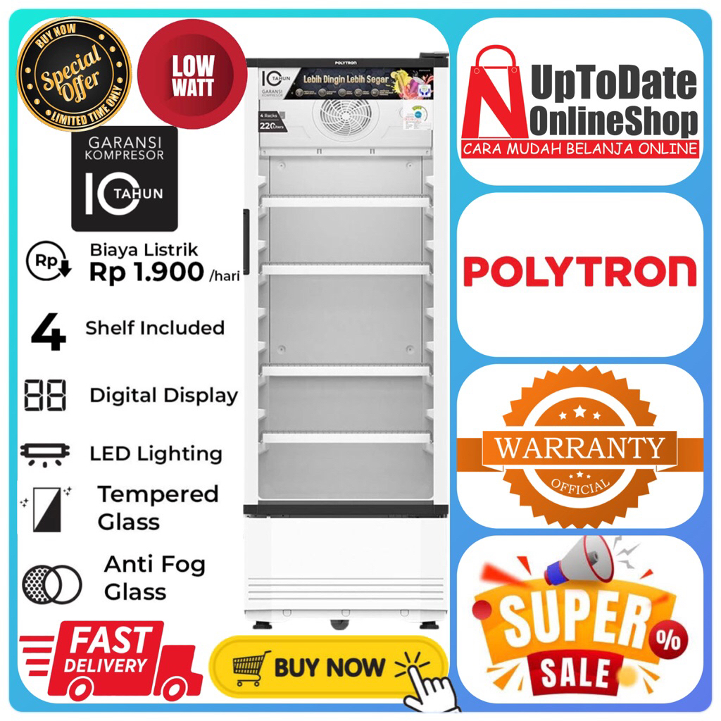 SHOWCASE POLYTRON SCN-220 SCN220 SCN 220 SUPER LOW WATT 230L ANTI FOGGING POLYTRON SHOWCASE CHILLER 