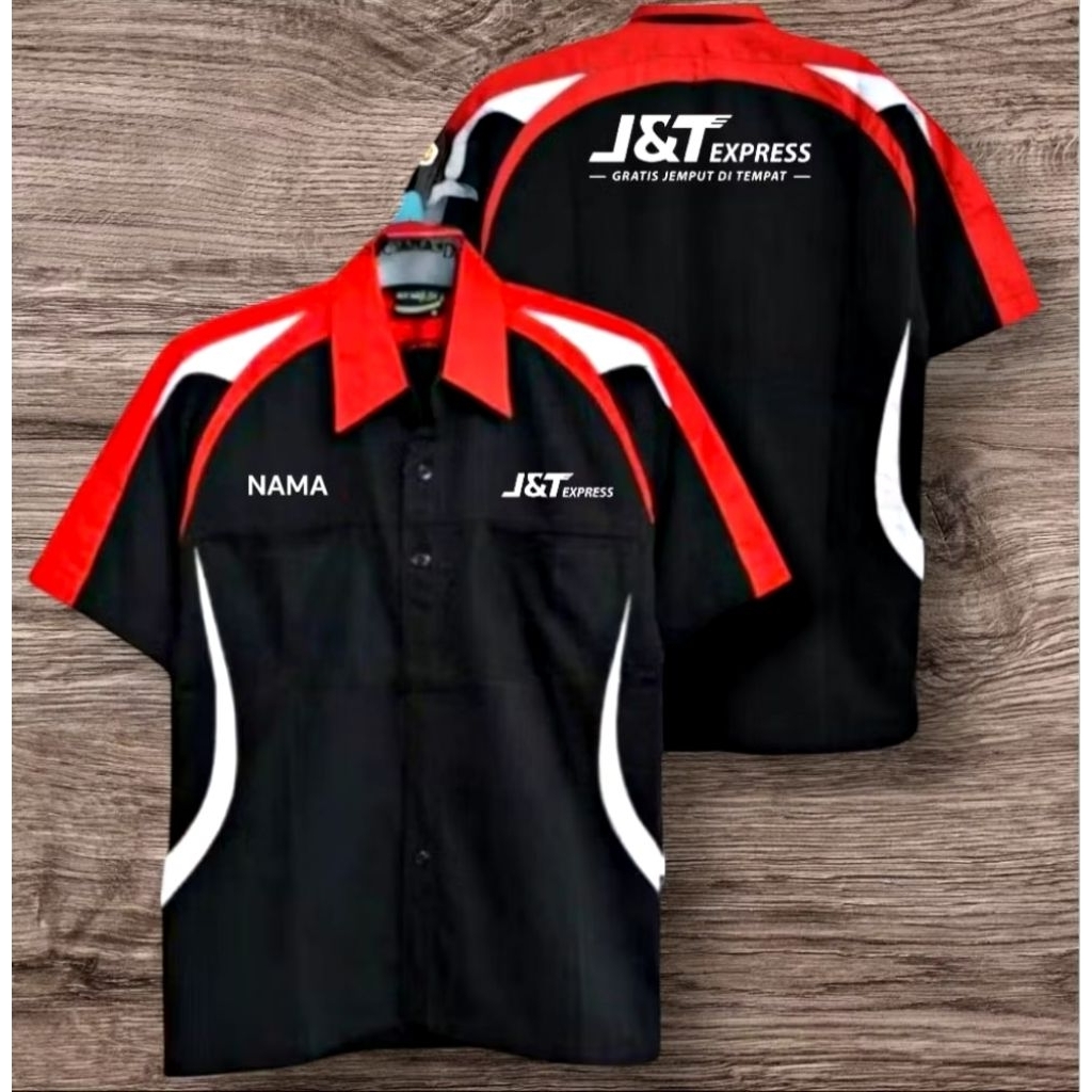 ready kemeja kombinasi full bordir kemeja j&t express baju j&t express seragam j&t express Pdh j&t e