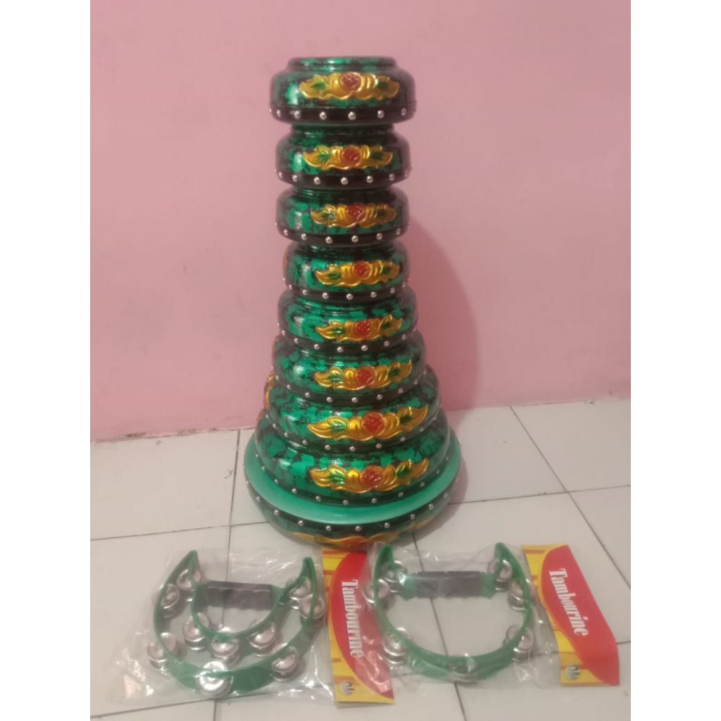 Rebana qosidah motif ukir 1 set