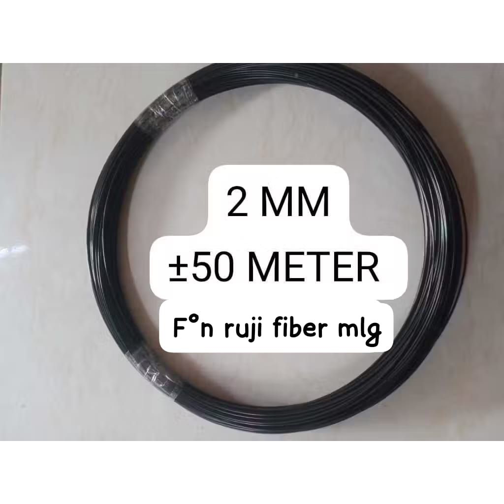 ruji fiber hitam ukuran 2mm panjang 50meter