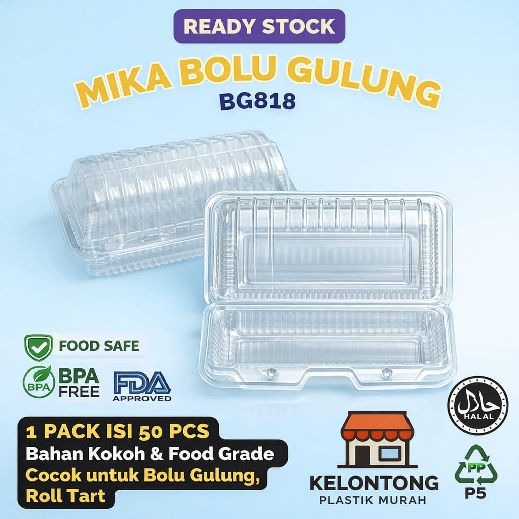 Mika Bolu Gulung Mini 18Cm Isi 50 Pcs / Mika BGT 818 / Mika Box Kotak / Mika Bolu Gulung Roll