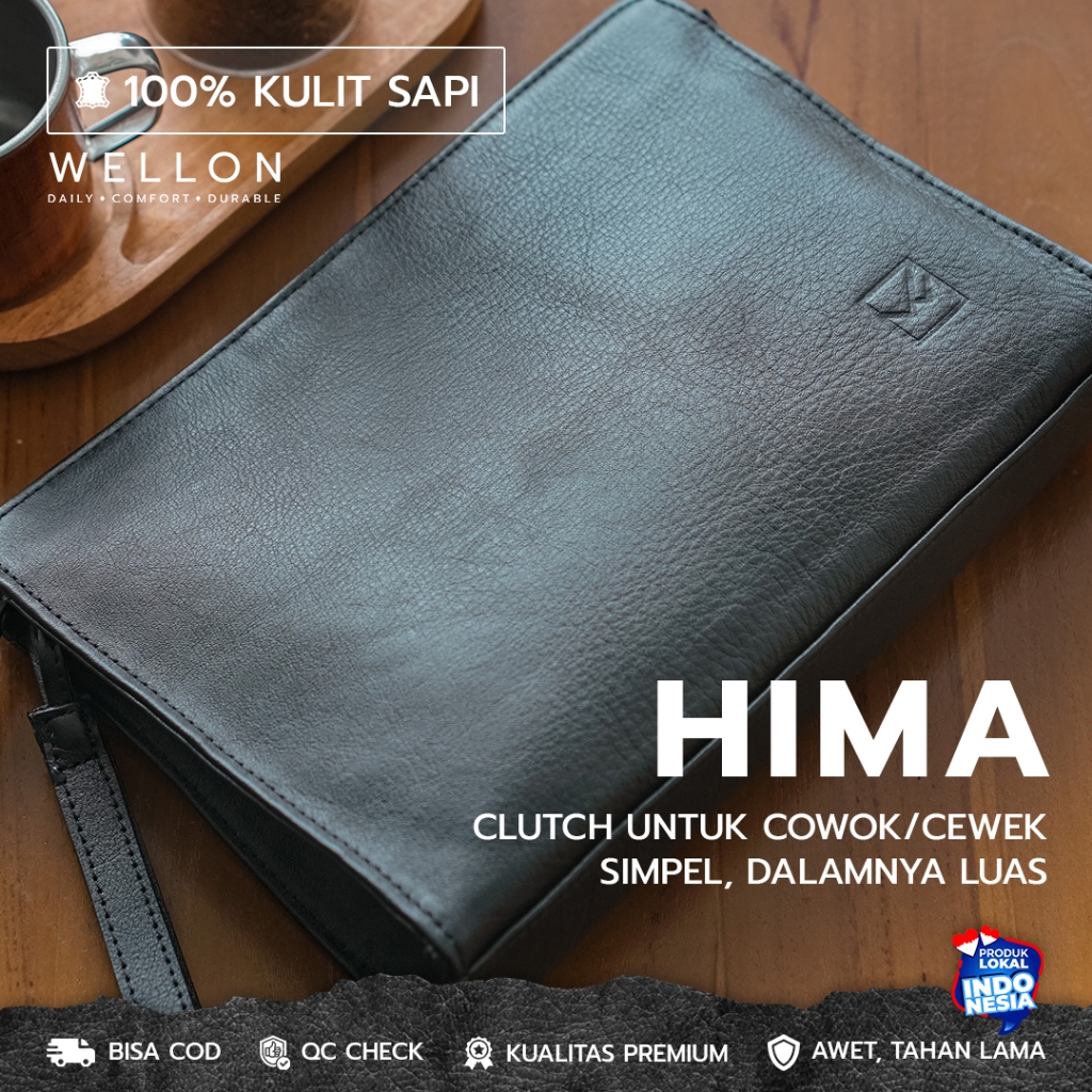 Tas Clutch Pria Kulit Asli Handbag Kulit Asli - Wellon Hima Leather Clutch
