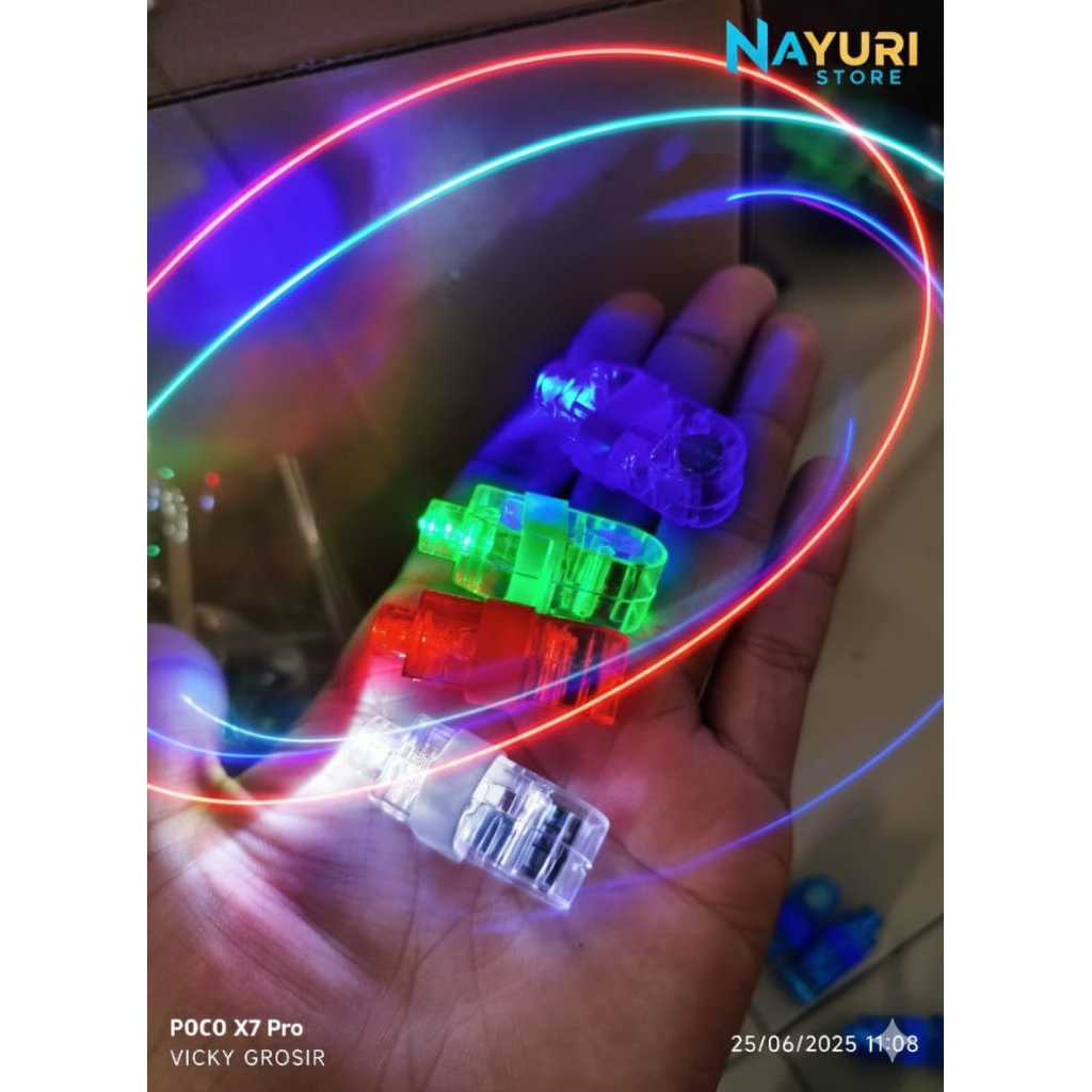 Mainan Anak senter jari 1pck isi 20 pcs (4 warna)