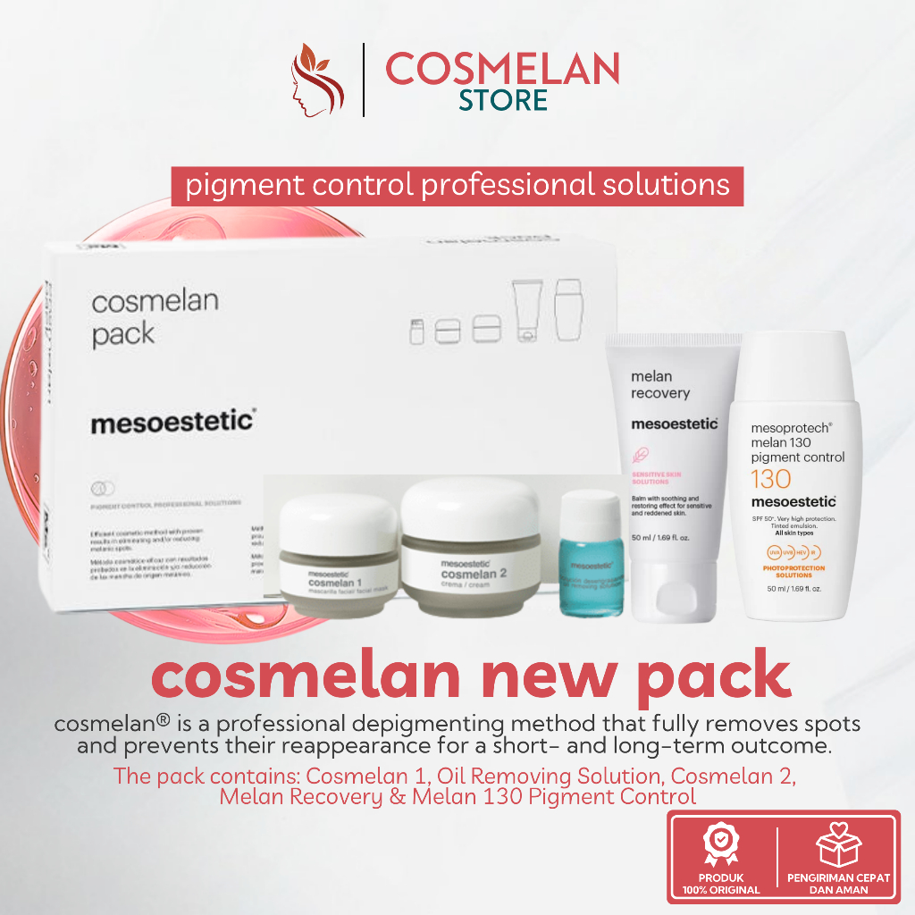 Mesoestetic New Cosmelan Pack 5 Item - PAKET PERAWATAN FLEK MELASMA HIPERPIGMENTASI 100% ORIGINAL