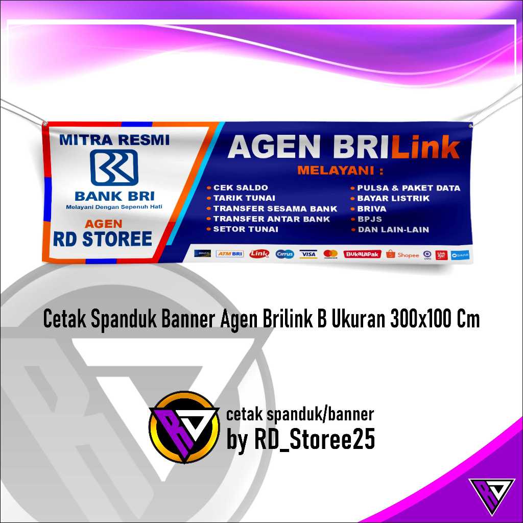 Cetak Spanduk Banner Agen Brilink B Ukuran 300x100 Cm