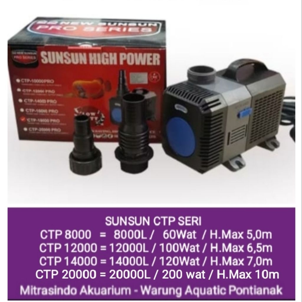 Sunsun CTP 12000 Pompa Celup Kolam Aquarium