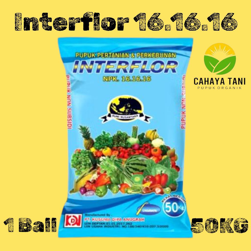 Pupuk Interflor Npk 16.16.16 Kemasan 1karung 50KG Asli Pabrik Bisa COD