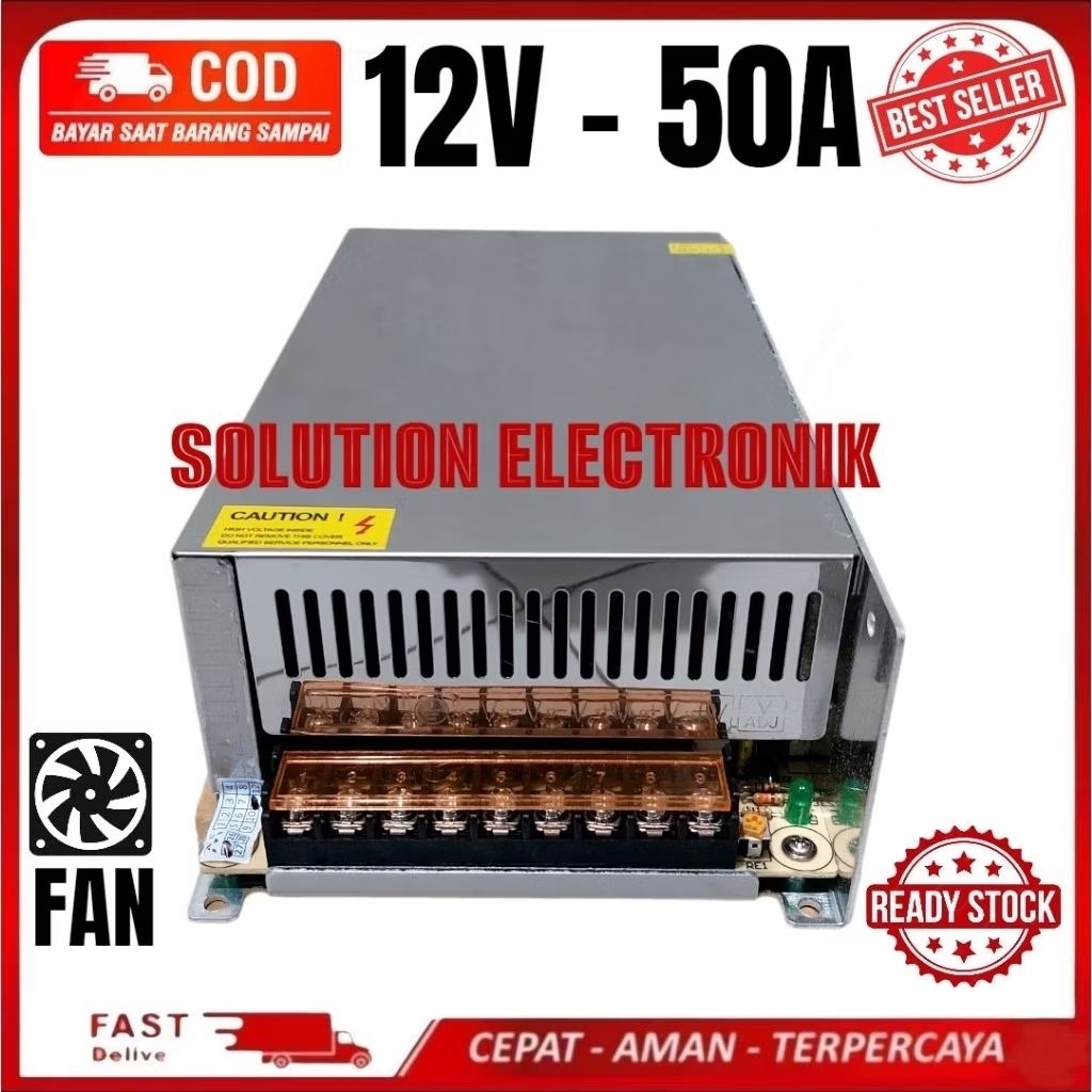 Power supply switching ac - dc 12v 50a trafo led strip 50 ampere 12 volt 500watt -600watt taiwan