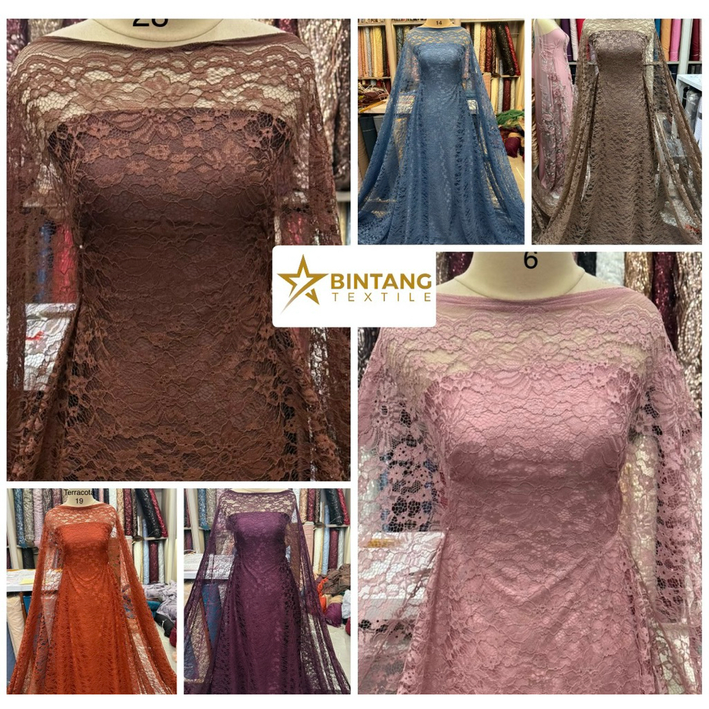 Kain Brokat Lace Cord Polos Zuma premium / Bahan gamis kebaya tunik outer