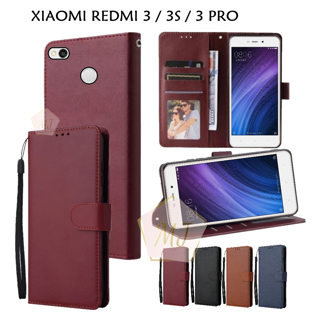 Flip Case Xiaomi Redmi 3 / Redmi 3S / Redmi 3 Pro Leather Case Wallet Premium Casing Hp Dompet Cover