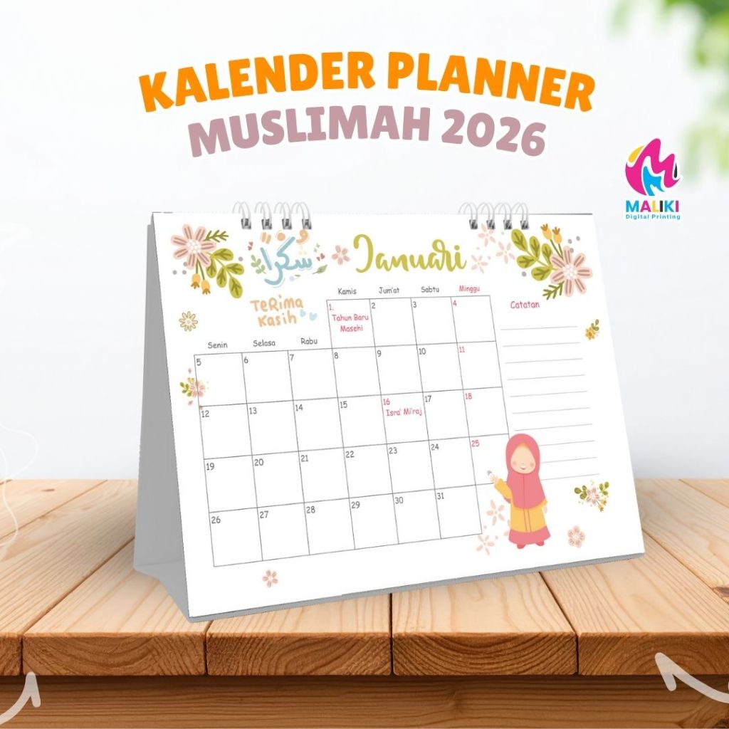 Kalender Duduk Planner Tema Muslimah