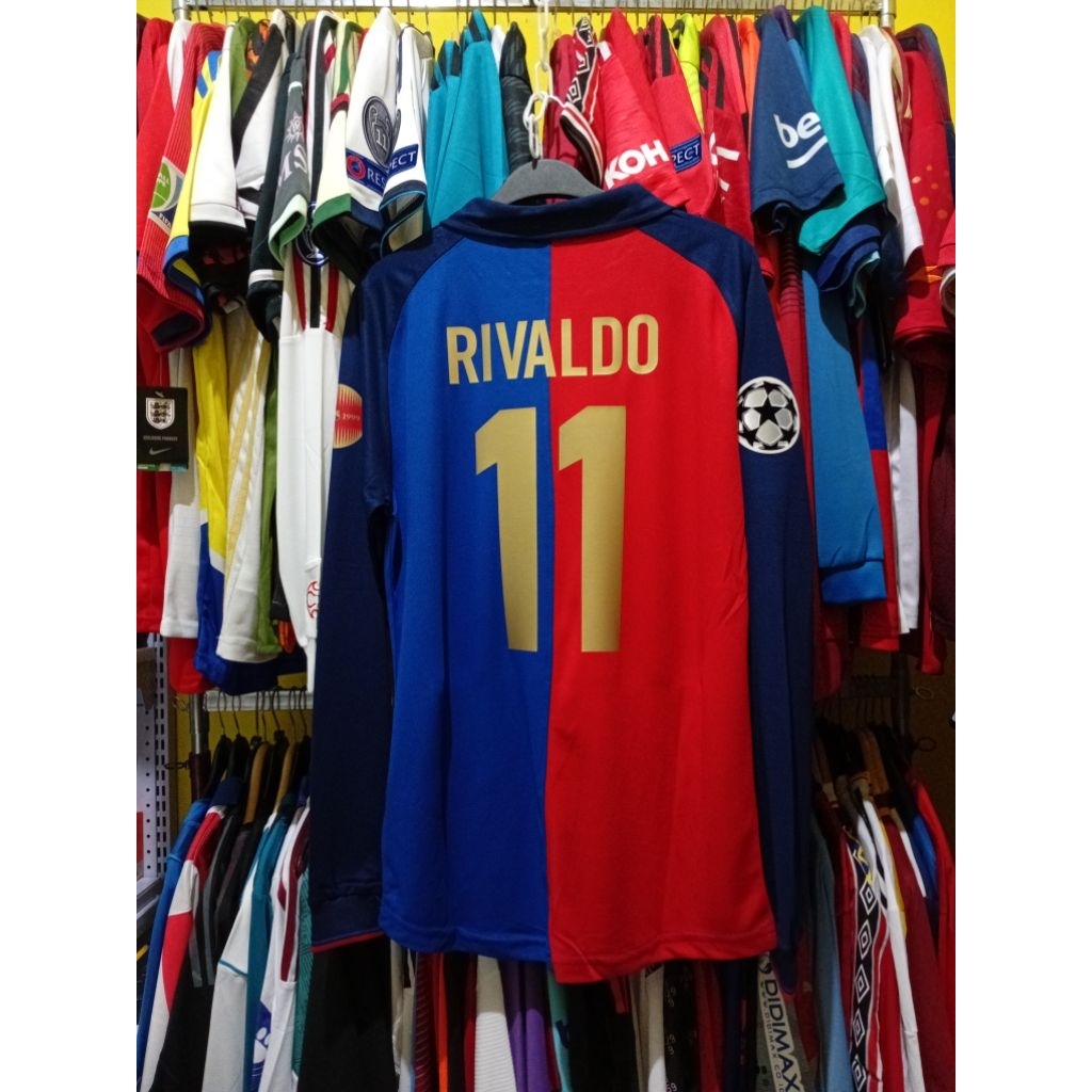 [NAMESET IMPOR] JERSEY BOLA LS RETRO GO FCB 1999 2000 RIVALDO 11