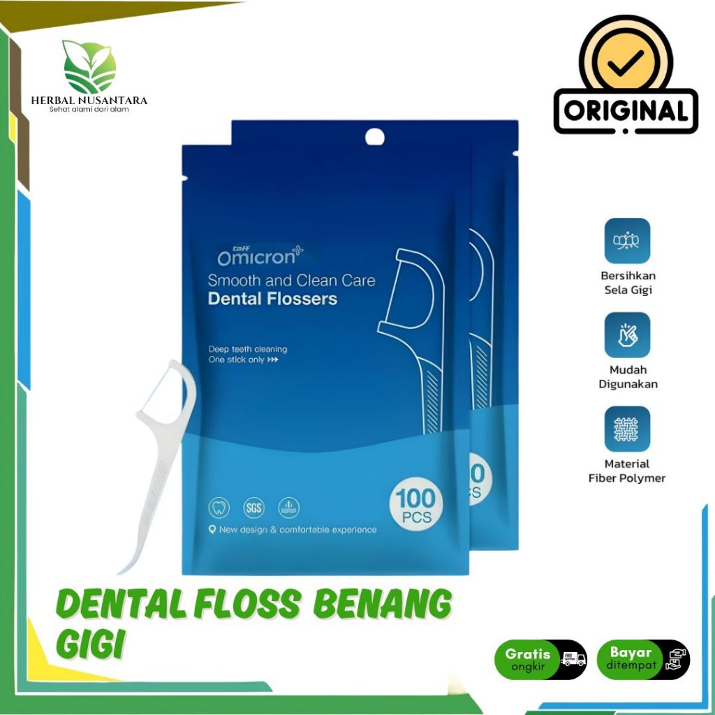 TaffOmicron Dental Floss Benang Tusuk Gigi Pembersih Plak 100 PCS - TF-100