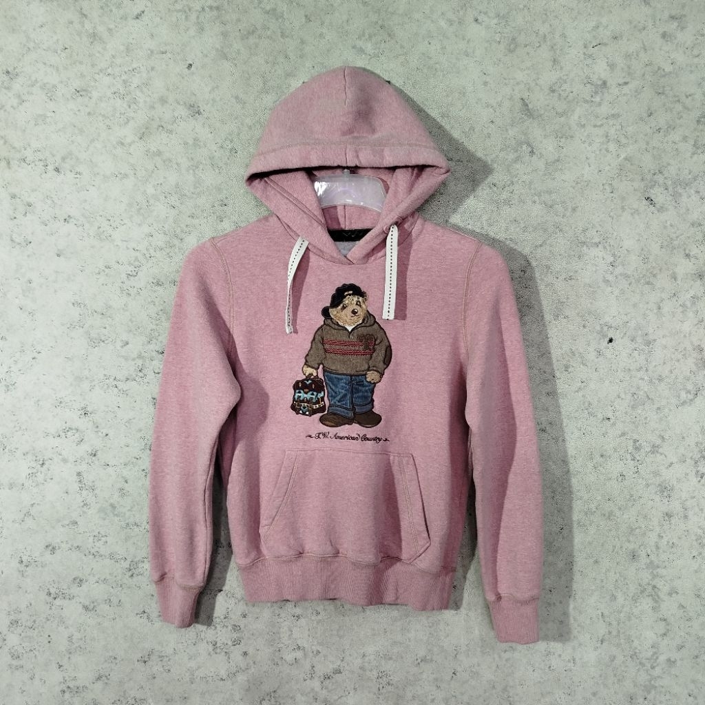 Pullover Hoodie Cewek TEENIE WEENIE Pink big bordir depan Casual Hoodie size M