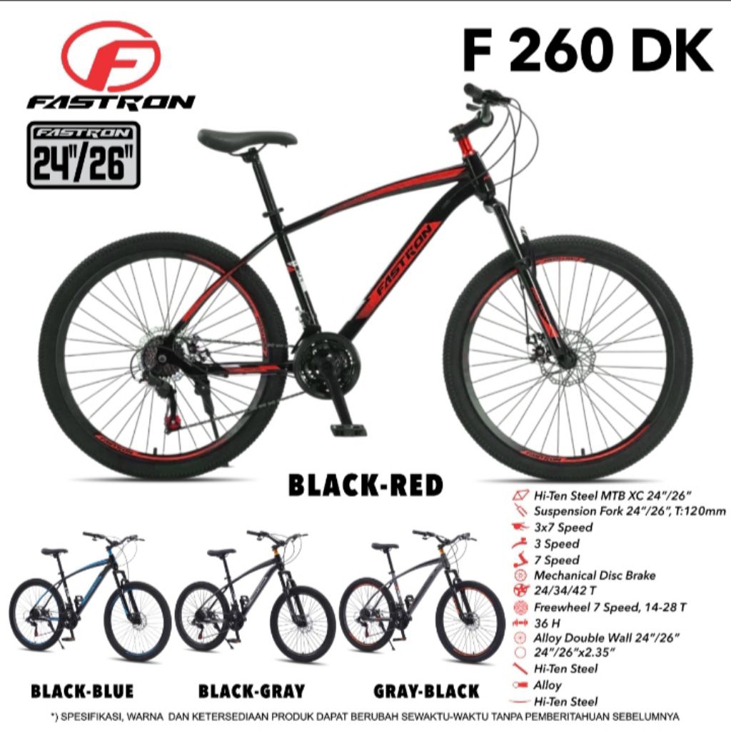 PROMO SEPEDA GUNUNG MTB 24 / 26 / 27,5 27.5 INCH FASTRON BY PACIFIC F 260 AL FRAME ALLOY / STEEL F 2