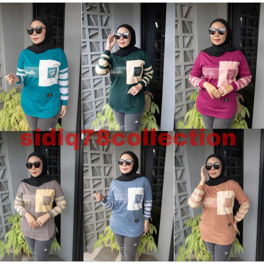 KAOS JUMBO Atasan Kaos Wanita Lengan Panjang ovaL motip bodi ovaL Terbaru Katun Combed 20s PREMIUM B