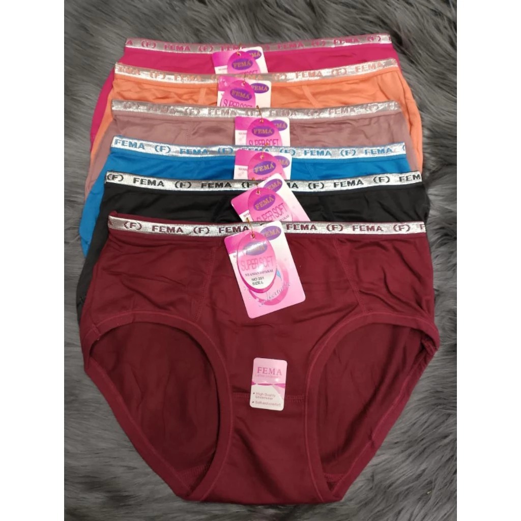 GROSIR 6PCS Celana dalam Fema Wanita / CD Fema 393 361 Premium