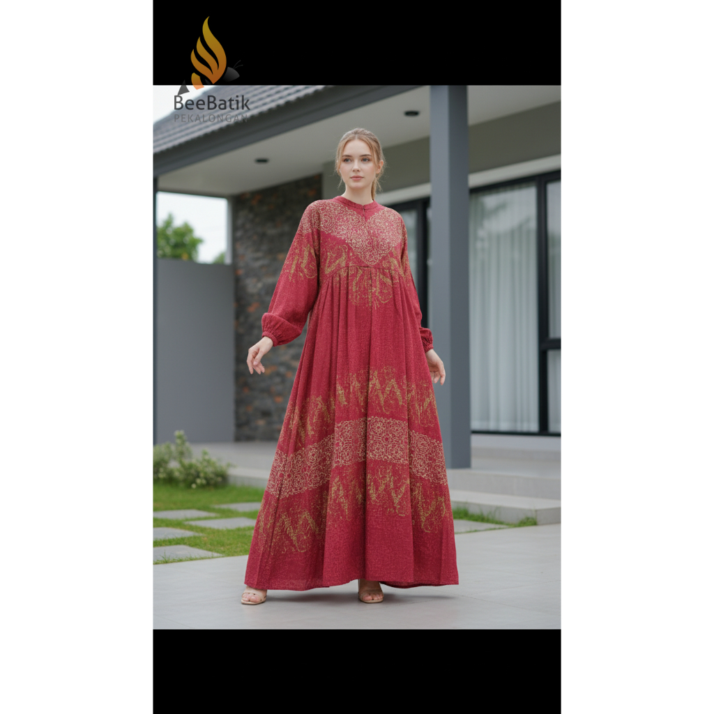 Gamis Batik Terbaru Model Floy Bahan Twill Ori BeeBatik Pekalongan