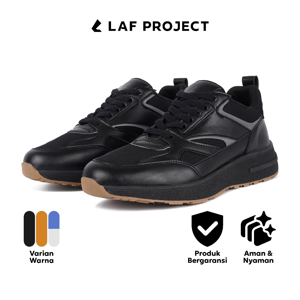 LAF Project - Sepatu Sneakers Pria Kasual Hitam Black Casual Keren Sporty Vetra