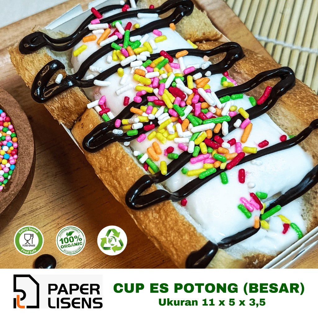 (100 pcs) Kotak Es Potong Roti (BESAR) / Paper Tray / Toast Box / Wadah Es Potong / Es Potong / Cup 