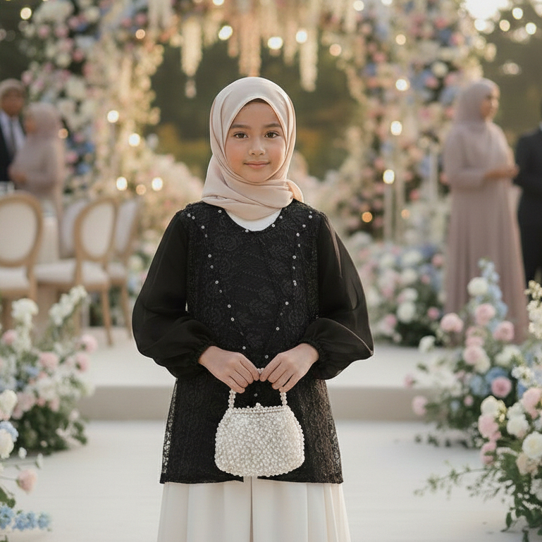 Vessa - Brokat Kondangan Anak Perempuan Tunik Lucu Bahan Brokat Mix Organza