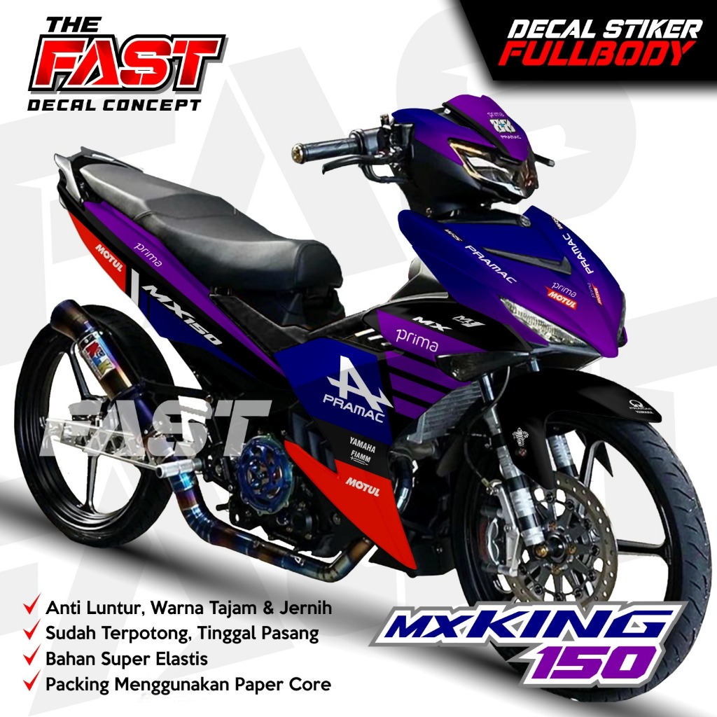 TERBARU Decal MX KING 150 NEW Fullbody Racing Prima Cutom Sticker Striping Decal Yamaha MX KING 150 