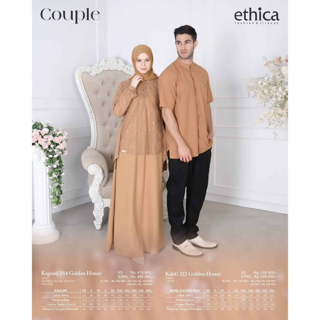 ETHICA Couple Golden Honey - Fashion Muslim Baju Couple Pasangan Muslim Kagumi 314 Golden honey /Kah