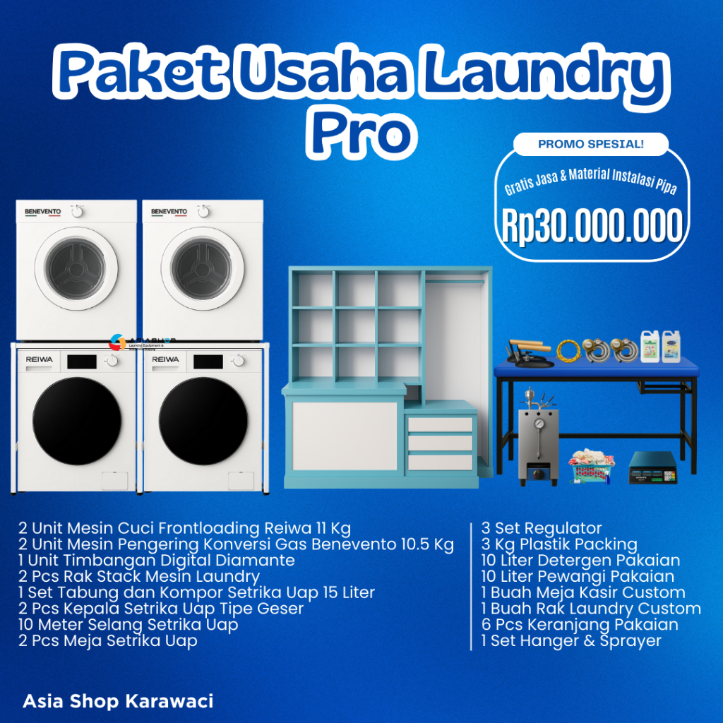 Paket Usaha Laundry Lengkap Siap Mulai Usaha Laundry Skala Menengah Mesin Cuci Mesin Pengering Murah