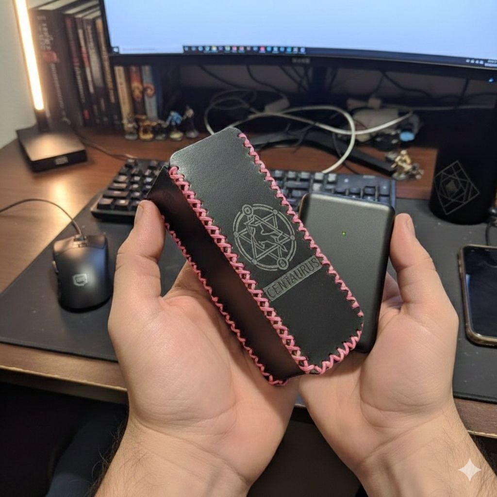 Leather Sleeve Case #M100 Polos Hitam Pink Dompet Koin Kunci Tempat Organizer Multifungsi