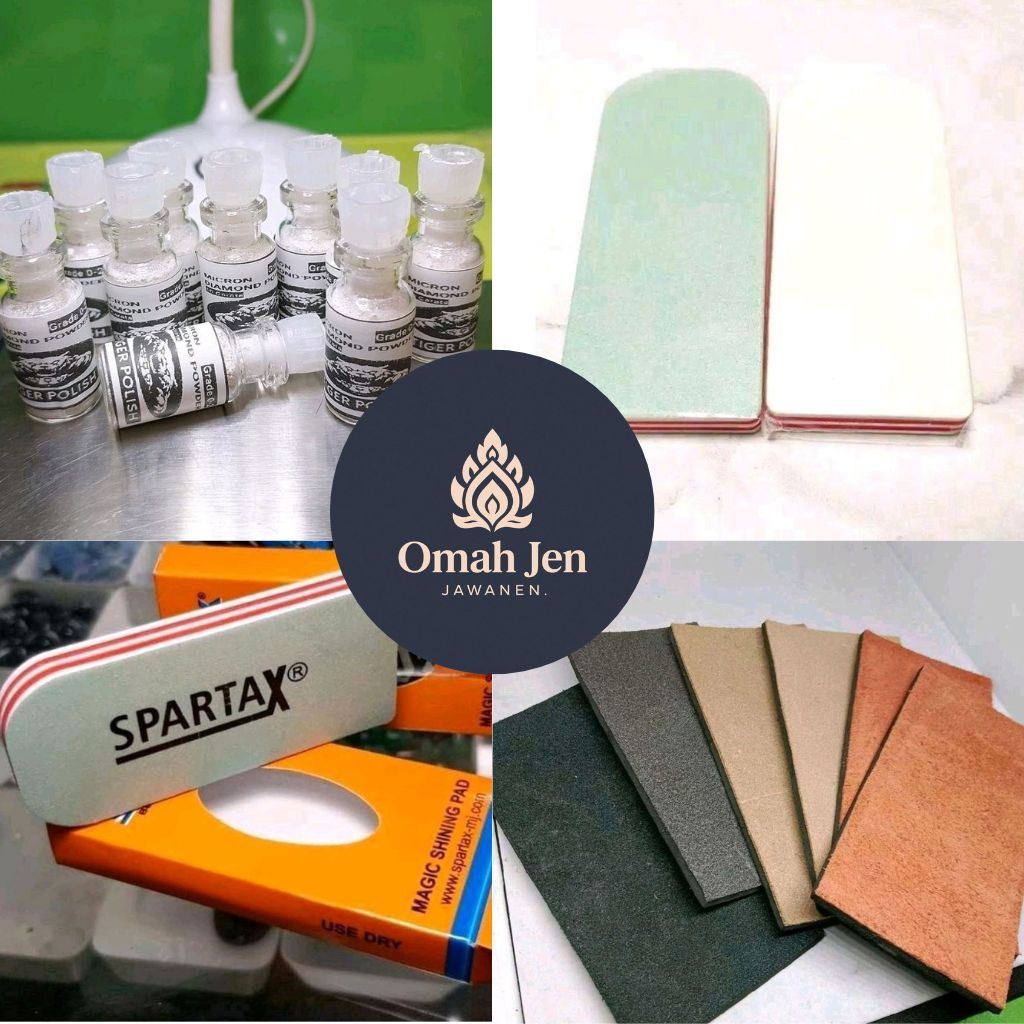 Paket pengkilap cincin akik serbuk intan/spons spartax/kulit/kain eceran murah