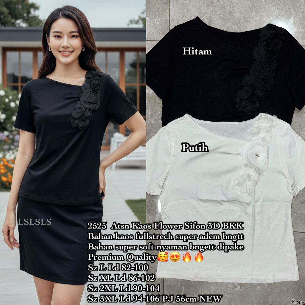 2525 ATASAN KAOS FLOWER SIFON 3D