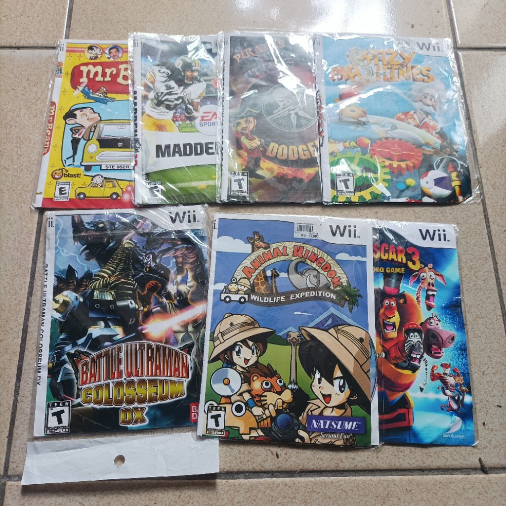 Paket Take All Kaset CD DVD Games Nintendo Wii Ultraman Mr Bean Madagascar 7 Disc