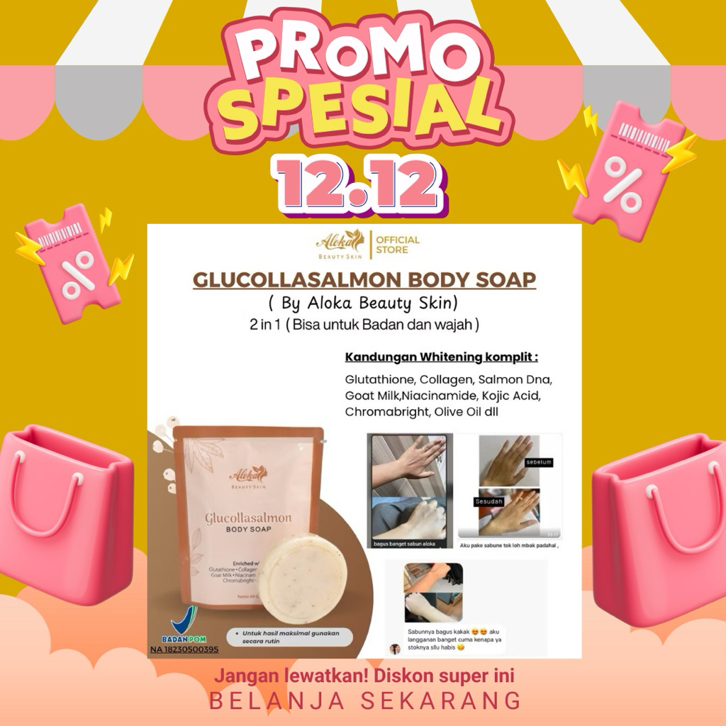SABUN PEMUTIH BADAN / GLUCOLLASALMON SOAP BY ALOKA BEAUTY