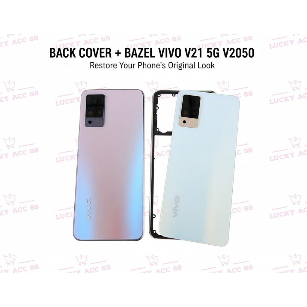 Casing Housing VIVO V21 5G V2050 + Bezel, Frame Samping Backdoor Back Cover Kesing + Kaca Kamera