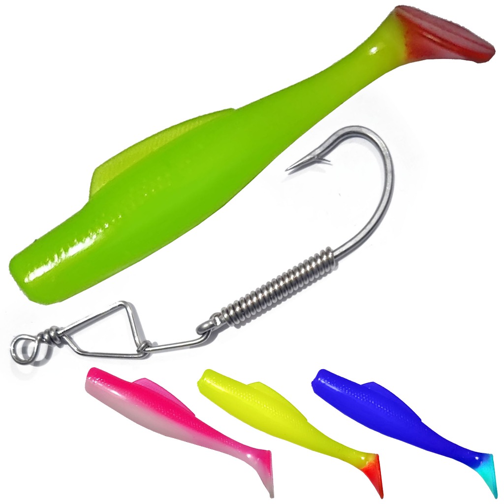 Softlure Zman 8cm + Mata Kail Wormhook Hengjia Umpan Pancing Casting Toman Gabus