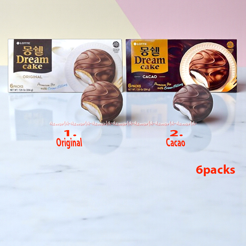 Lotte Dream Cake 6packs 240gr Kue Original Coklat Cacao Sisi Premium Pie With Creme Filling Kue Krim