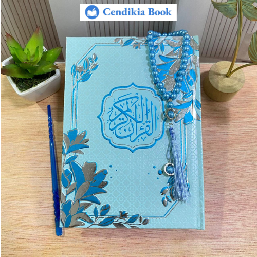 Al-Quran Wakaf 3D Hot Stamp Motif Bunga Cantik Free Tasbih Mutiara 33 Butir Emboss Flower Pink - Cen