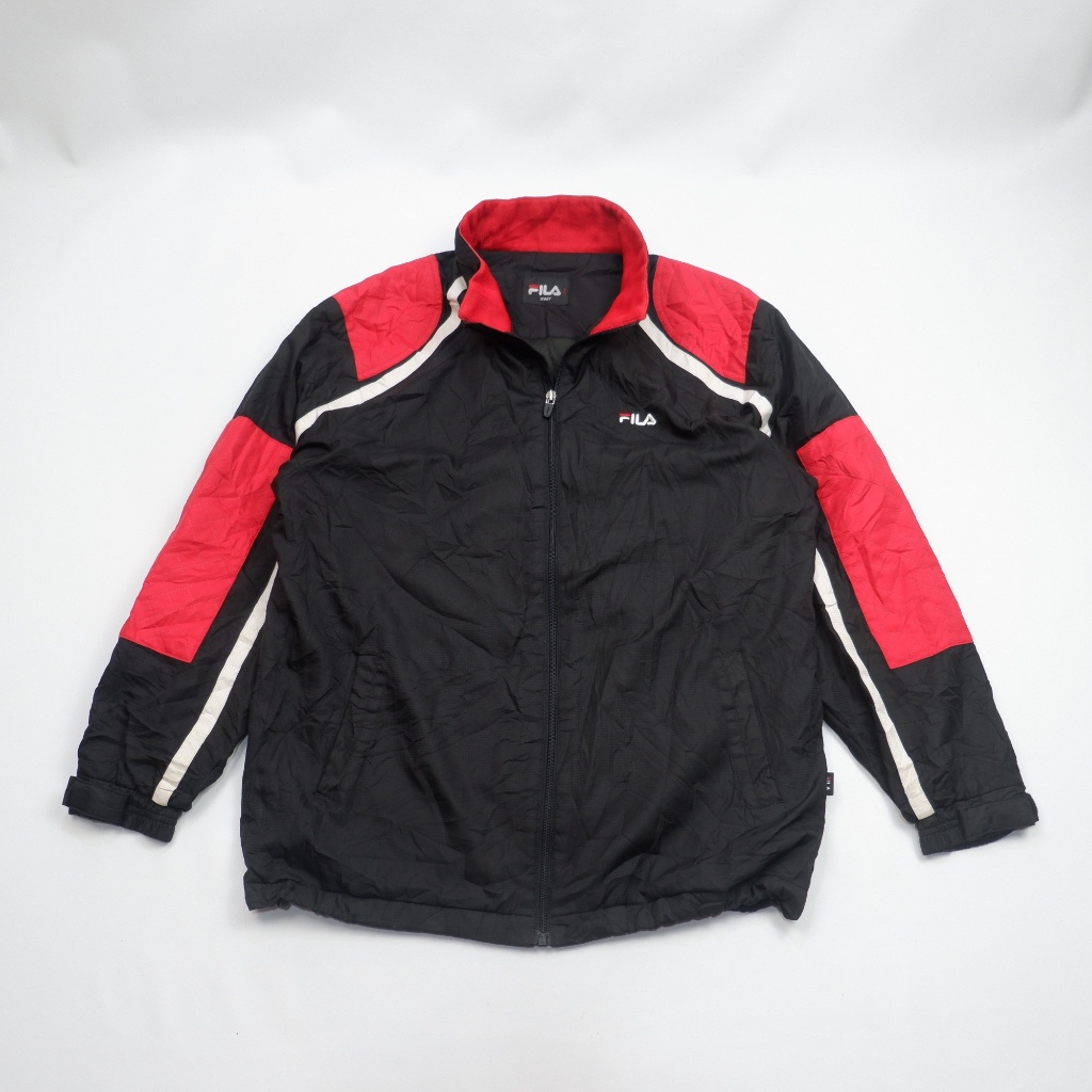 FILA Original Authentic Retro Color Block Track Jacket - Black/Red/White - Preloved