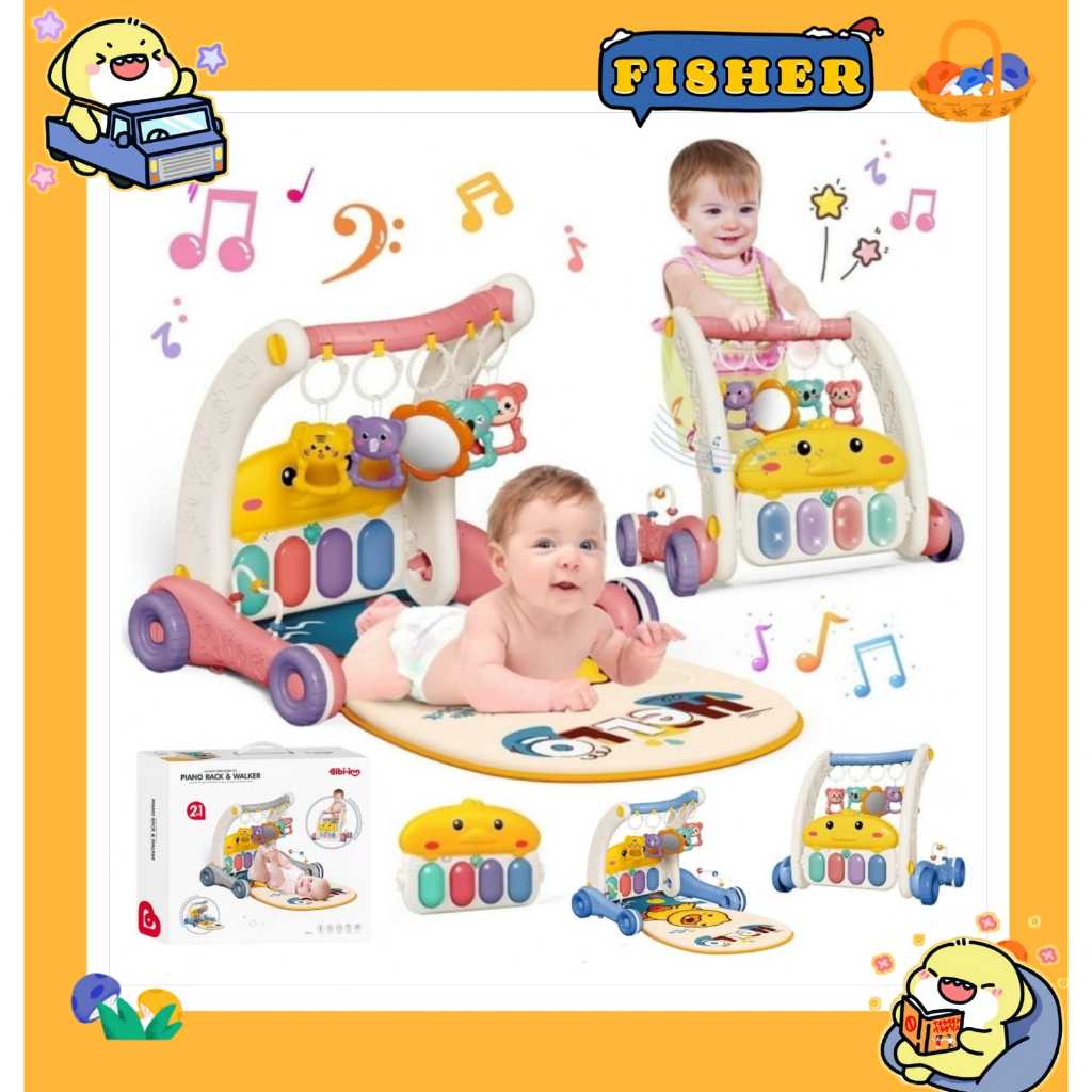 [FISHER] Baby Push Walker & Playmat 2in1 | Babygym Piano | Playgym | Pushwalker Bayi 2in1