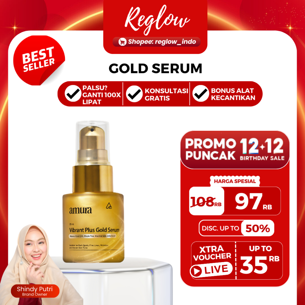 Amura Skincare Gold Serum Wajah Formula Khusus Untuk Hilangkan Hiperpigmentasi Melasma & Flek Hitam