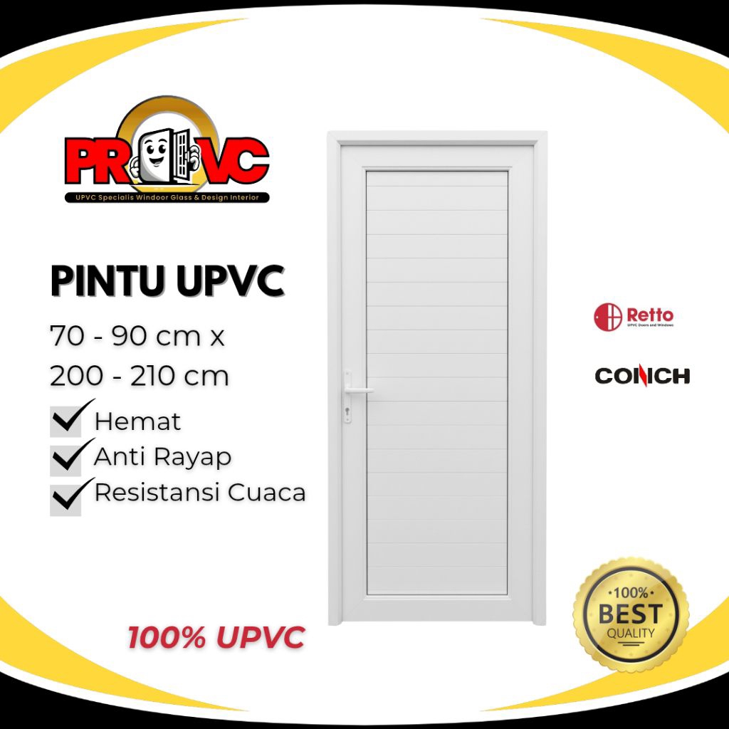 PINTU UPVC EKONOMIS PROVC 70-90 cm x 200-210 cm Hemat Anti Rayap Resistansi Cuaca 100% UPVC Best Qua