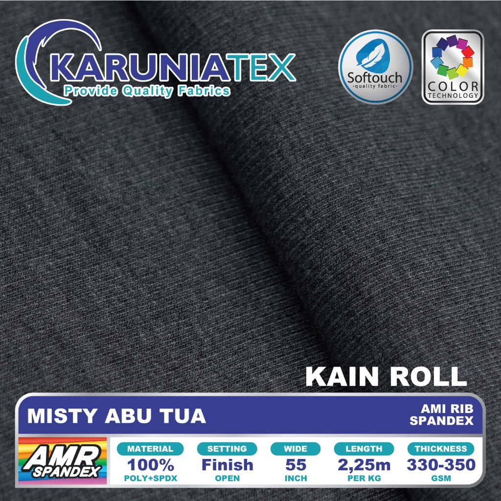Kain Ami Rib Spandex | Misty Abu Tua | Rib Knit Rollan | Karunia Textile