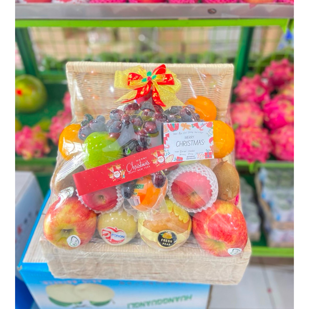 premium hampers christmas natal buah segar keranjang eksusif premium jumbo xxl free pita lebaran idu