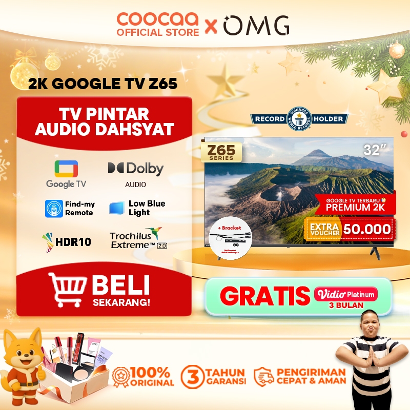 [+BRACKET] NEW COOCAA 32 inch Z65 -  GOOGLE TV - 2K LED-TV  - HDR 10 - Flicker Free - Low Blue Light