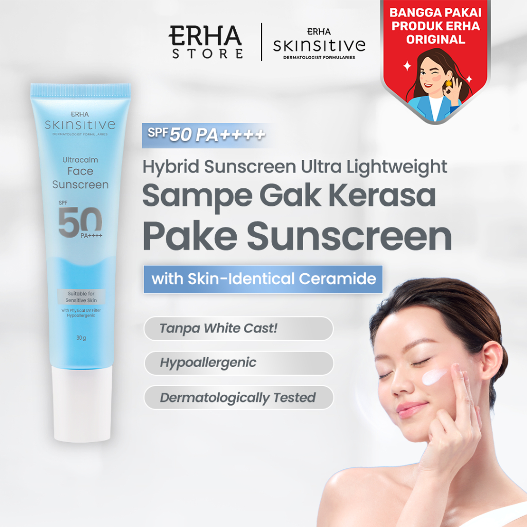 Skinsitive Ultracalm Face Sunscreen SPF 50 PA++++ | Hybrid Sunscreen, Cocok untuk Semua Jenis Kulit 
