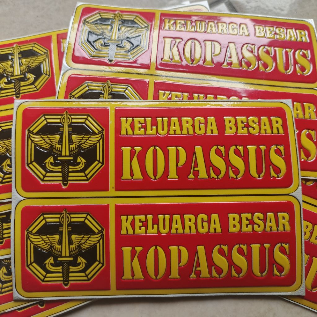 stiker embos(timbul) nopol mobil logo KOPASSUS