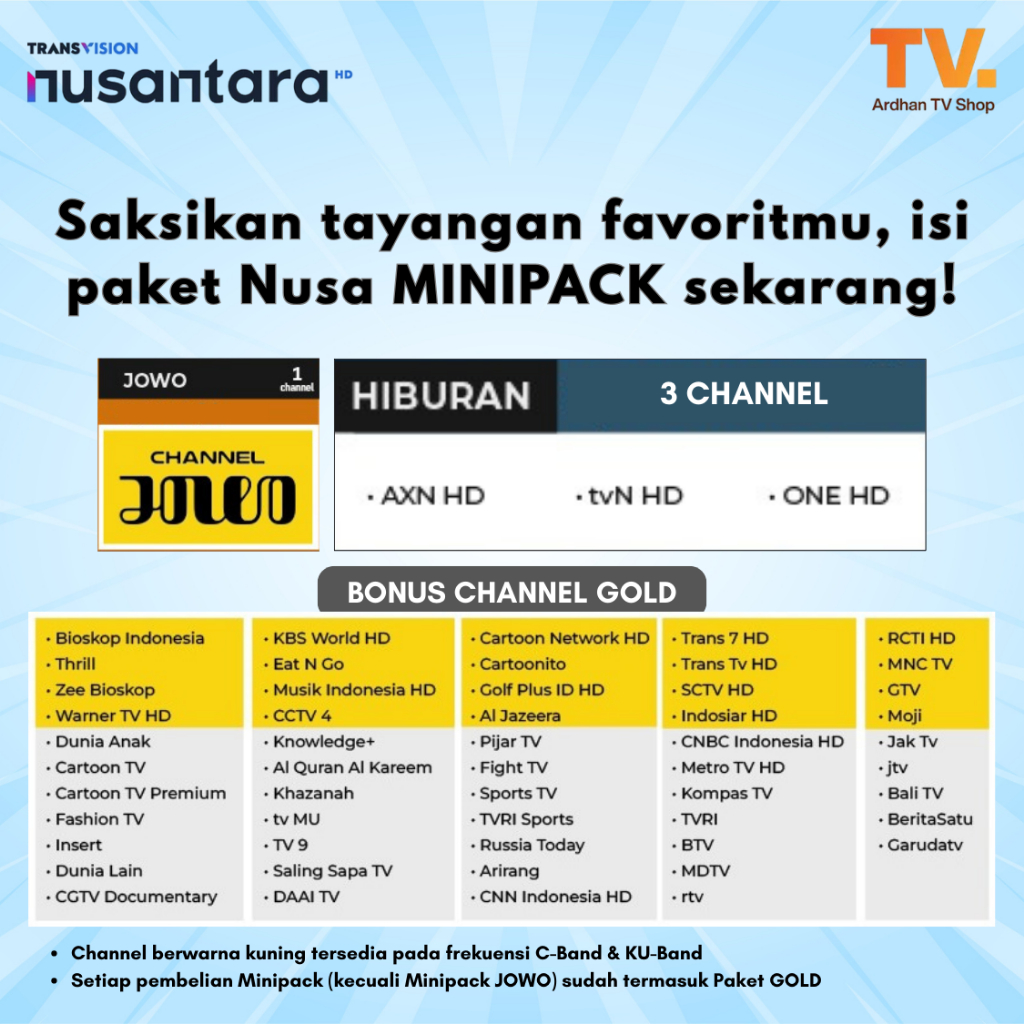 TransVision Nusantara HD Paket Minipack Jowo & Hiburan 1 Bulan